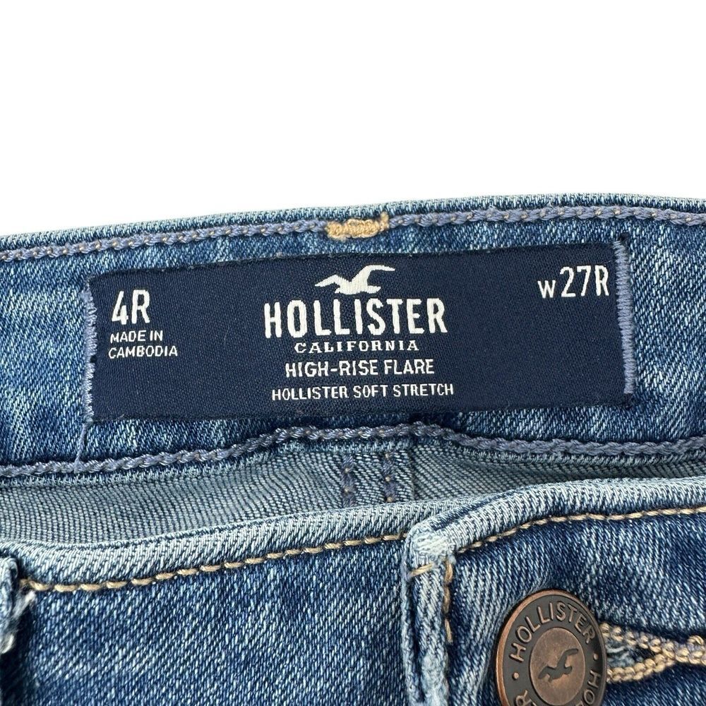 Hollister Jeans Womens High Rise Flare Light Wash Fade Stretch Denim 27R - Picture 4 of 11